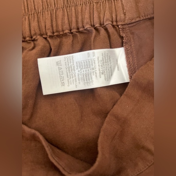 Madewell Petite Pull-On Straight Crop Pants in Linen Blend Size 2P brown NWT - Picture 9 of 9